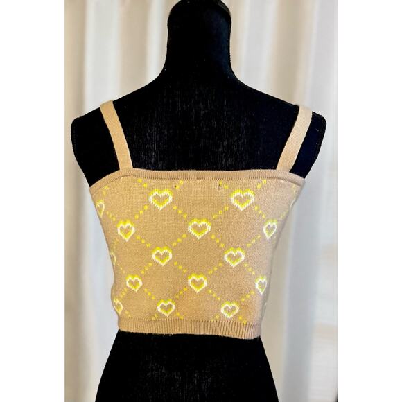 Witty Fox Tan and Green Soft Knit Crop Top Size Large - Picture 3 of 4